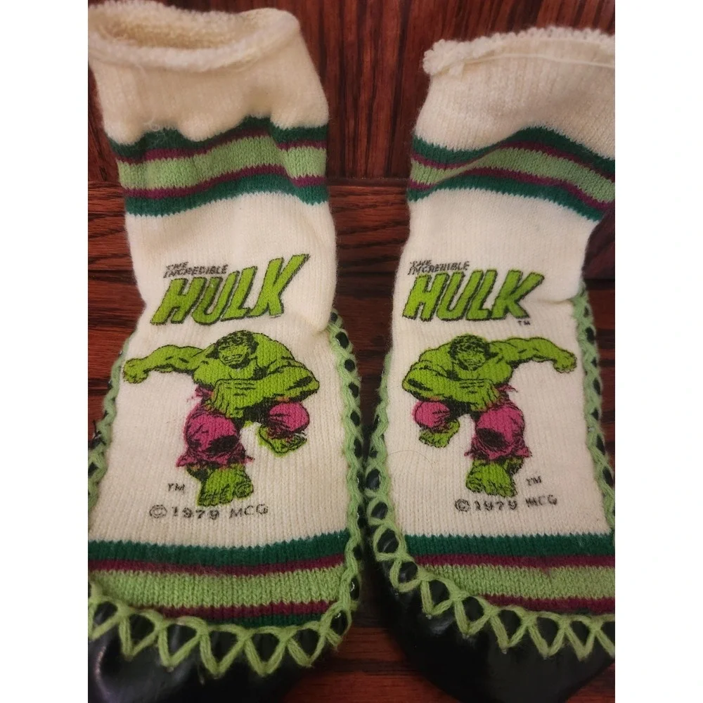 NOS Vintage Incredible Hulk Kids Slippers 1979 Childrens Size 6 Made‎ In Taiwan